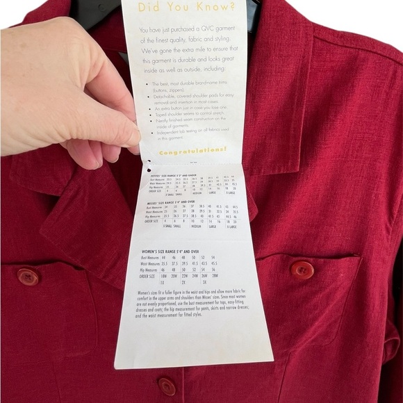 Jessica Holbrook Vintage Red Belted Trench Linen Blend Jacket Lightweight Large - Picture 11 of 13